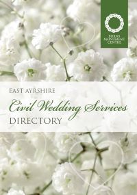 Civil wedding services directory front cover with white flowers